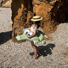 Sunnylife Cookie the Croc kiddy float pool ring in khaki and cream with 3D googly eyes