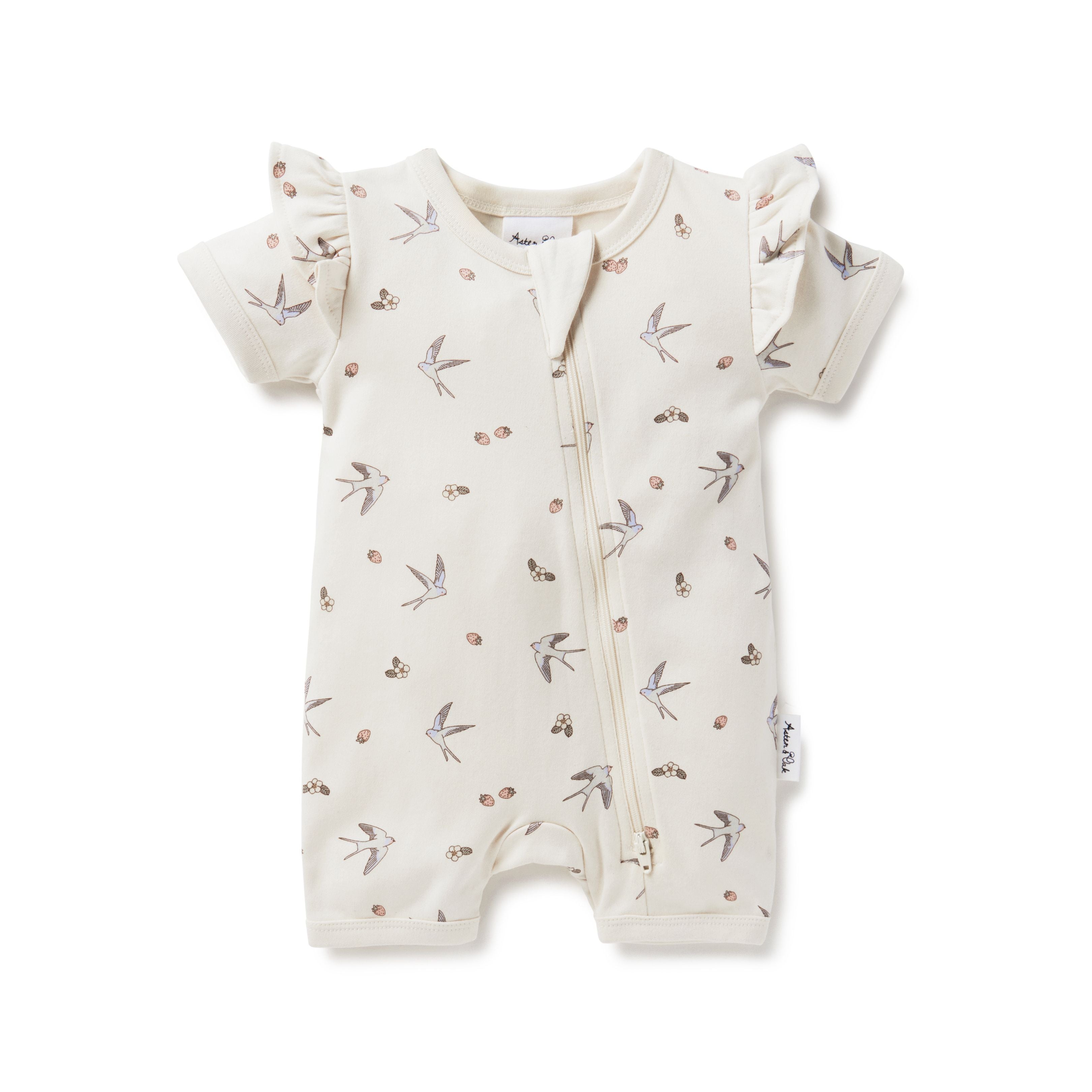 Aster & Oak | Swallow Zip Romper | White Fox & Co