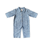 Grown organic cotton kids denim boilersuit Flow print detail