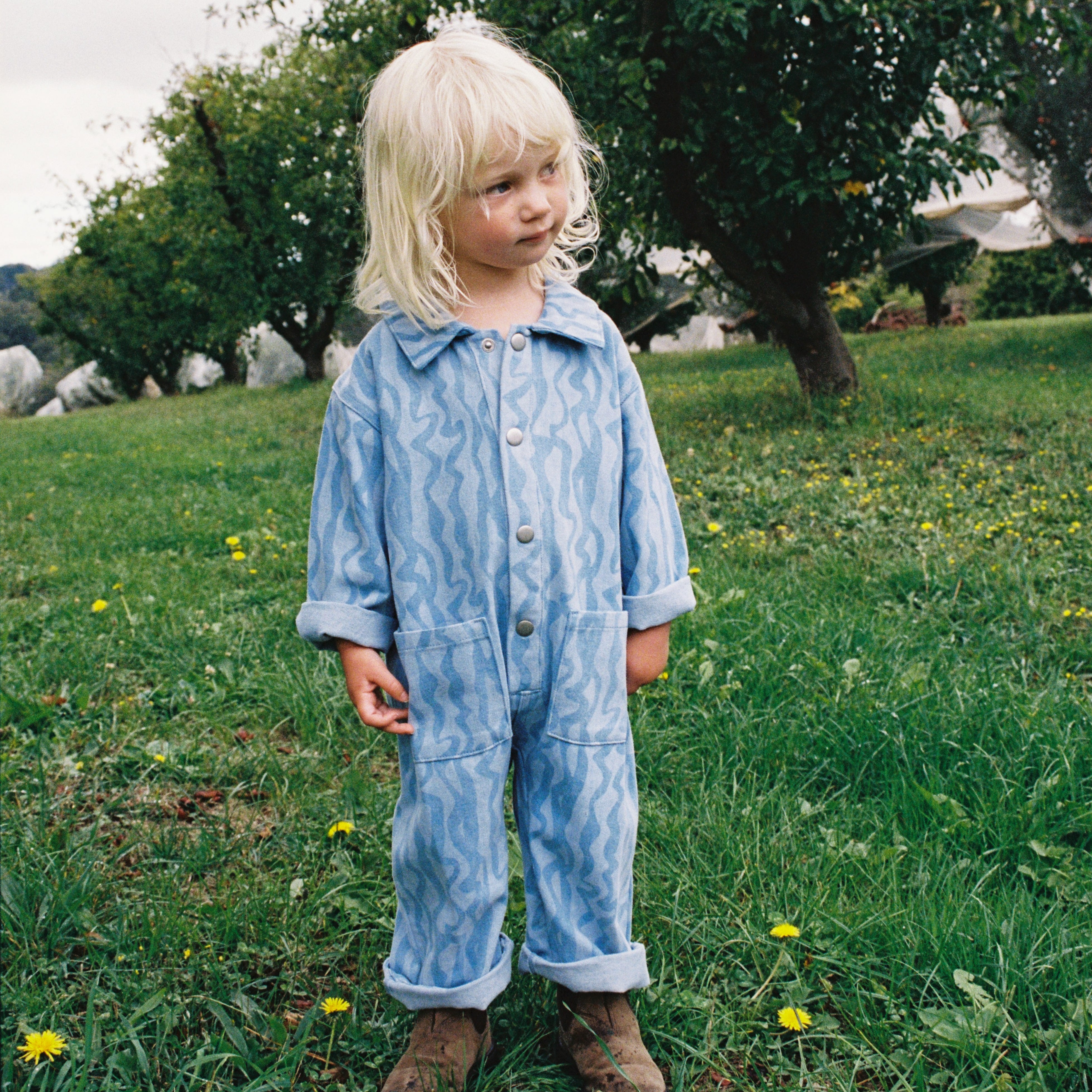 Grown Organic Flow Denim Boilersuit kids NZ