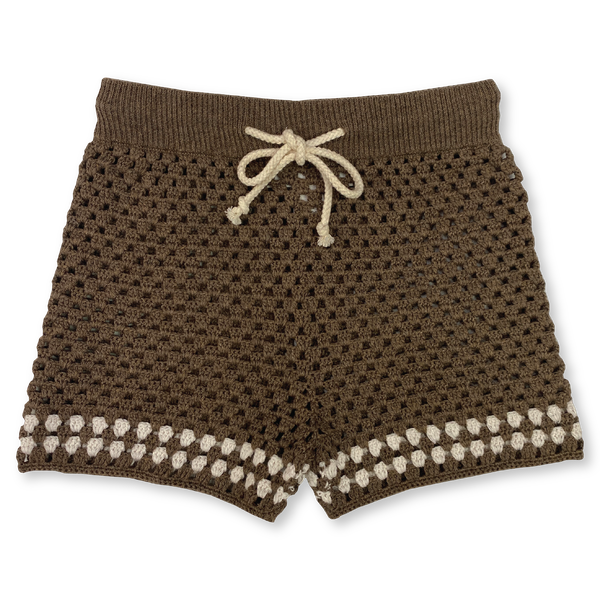 Grown | Crochet Shorts | Mud | White Fox & Co