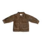 Organic cord shirt jacket in espresso colour, front view