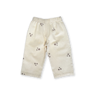 Organic denim pants in Milk with wild flower embroidery, back view