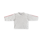 Organic long sleeve knit tee in grey marle, front view