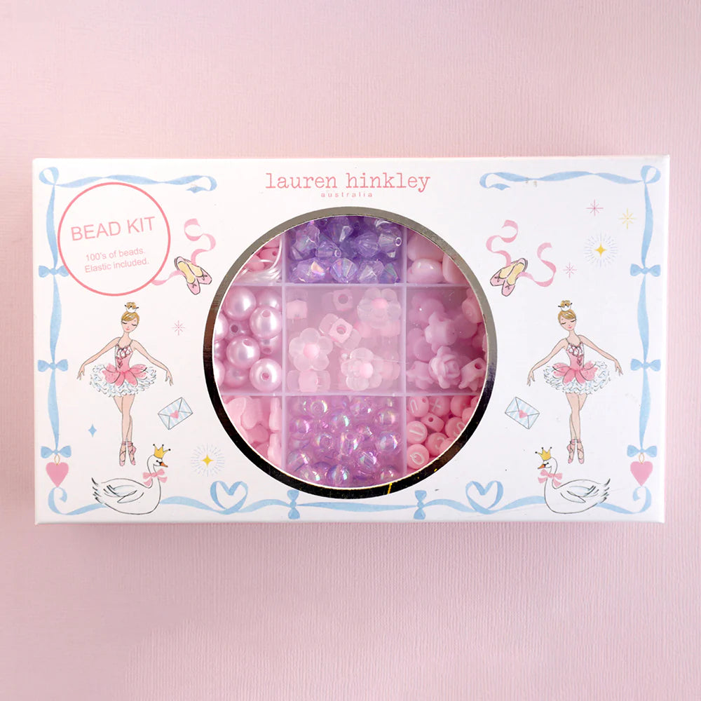 Lauren Hinkley Ava Ballet Bead Kit with pink, cream, lavender and crystal beads, charms, and elastic to create 12–14 kids’ bracelets