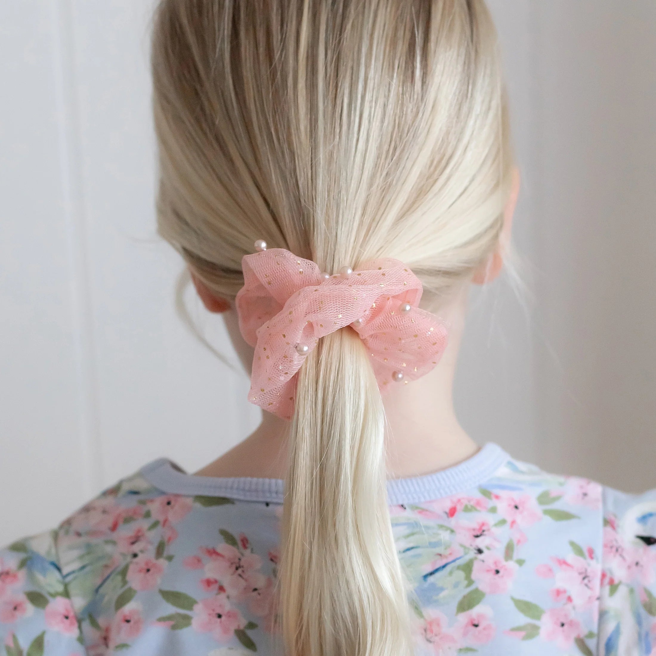 Side view of Ava Ballerina Pearl Headband by Lauren Hinkley showing pearl design and comfortable fit for children