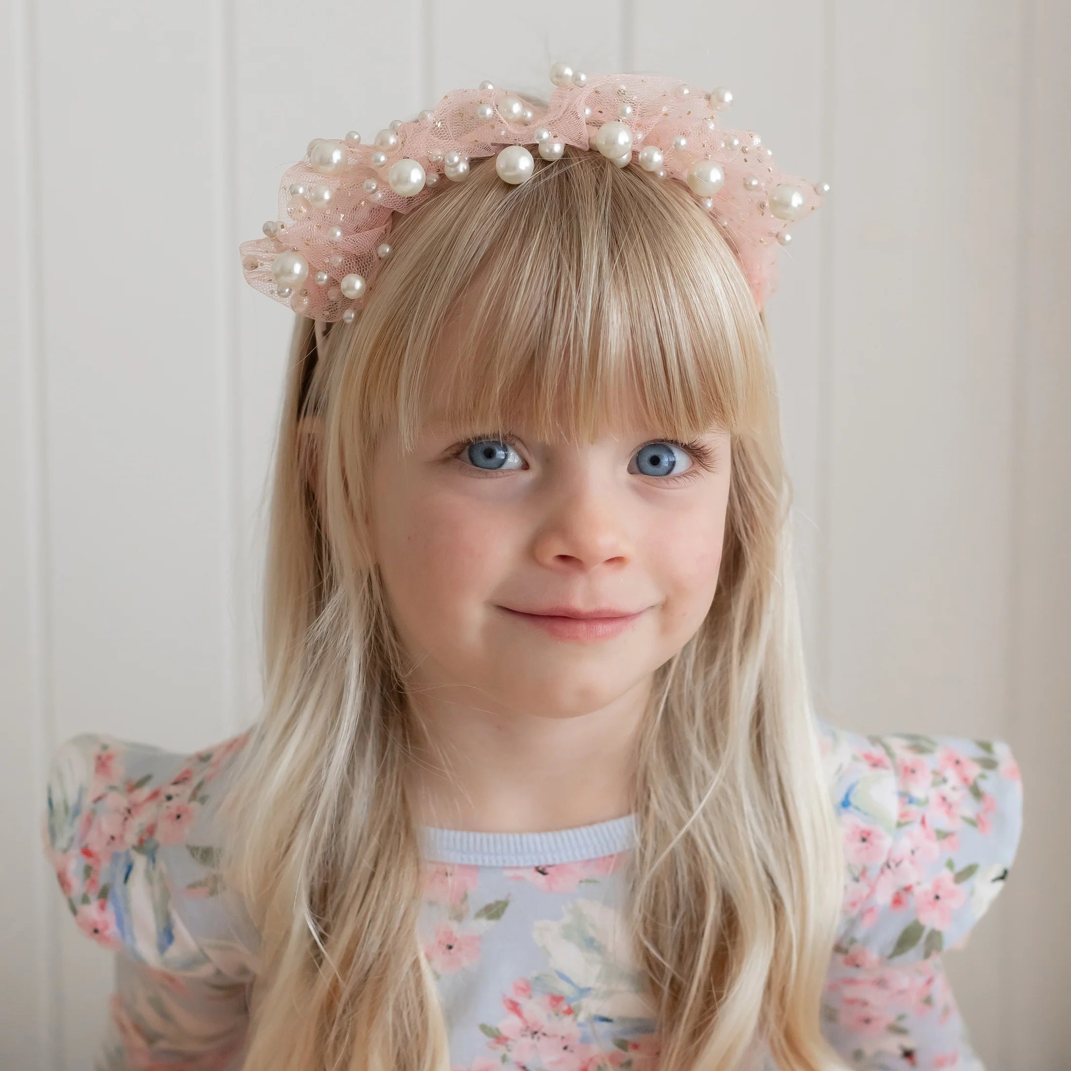 Close-up of Lauren Hinkley Ava Ballerina Pearl Headband with pearl embellishments – ballet inspired