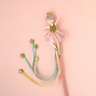 Lauren Hinkley Ava Ballerina Wand with ballerina doll in pink tutu, golden crown, and pastel star ribbons – kids dress-up accessory gift