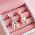 Lauren Hinkley Ballet Slippers Earrings with pink pointe shoe charms and sterling silver posts – kids jewellery gift