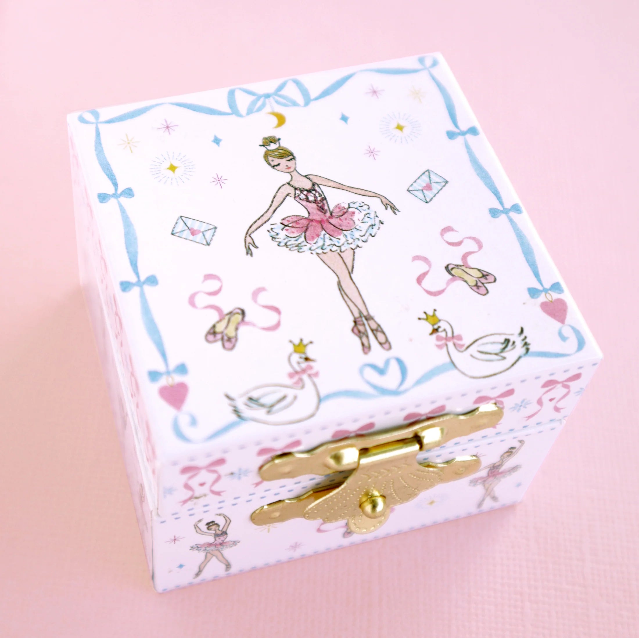 Lauren Hinkley Pink Bow Earrings with sparkling diamantes and gold accents – sterling silver posts for kids in box
