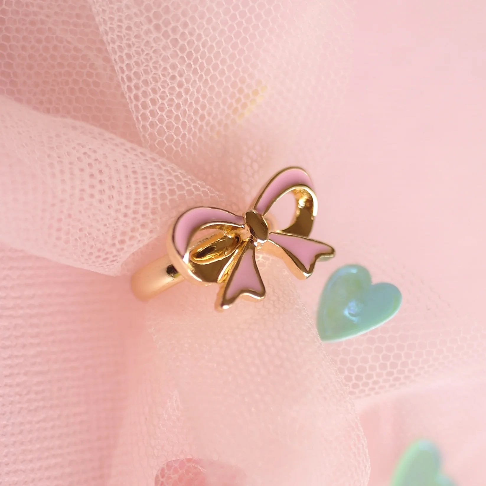 Lauren Hinkley Pink Bow Ring with gold highlights – adjustable children’s jewellery gift