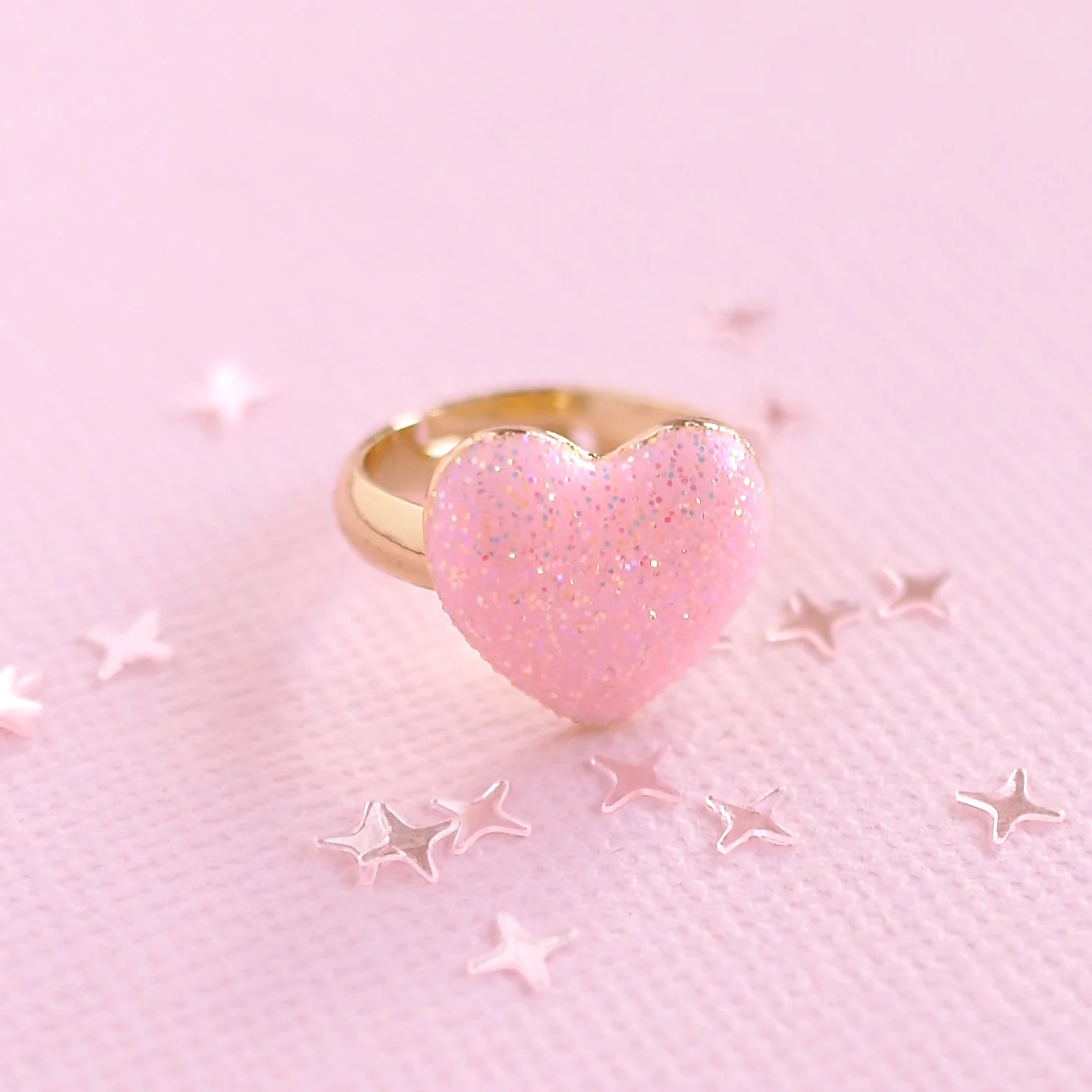 Lauren Hinkley Pink Fantasia Ring with large blush pink heart – adjustable children’s jewellery gift