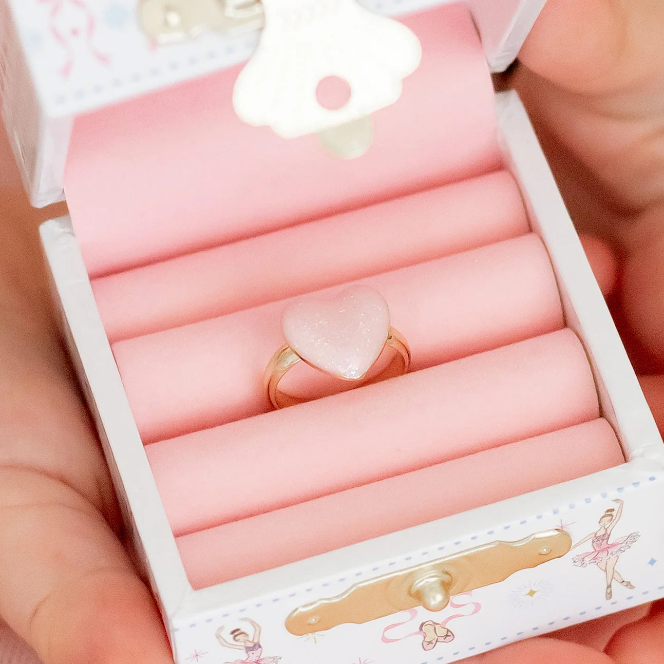Lauren Hinkley Pink Fantasia Ring with large blush pink heart – adjustable children’s jewellery gift