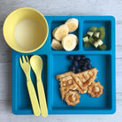 Construction-themed sandwiches made with Lunch Punch cutters on kids lunch plate