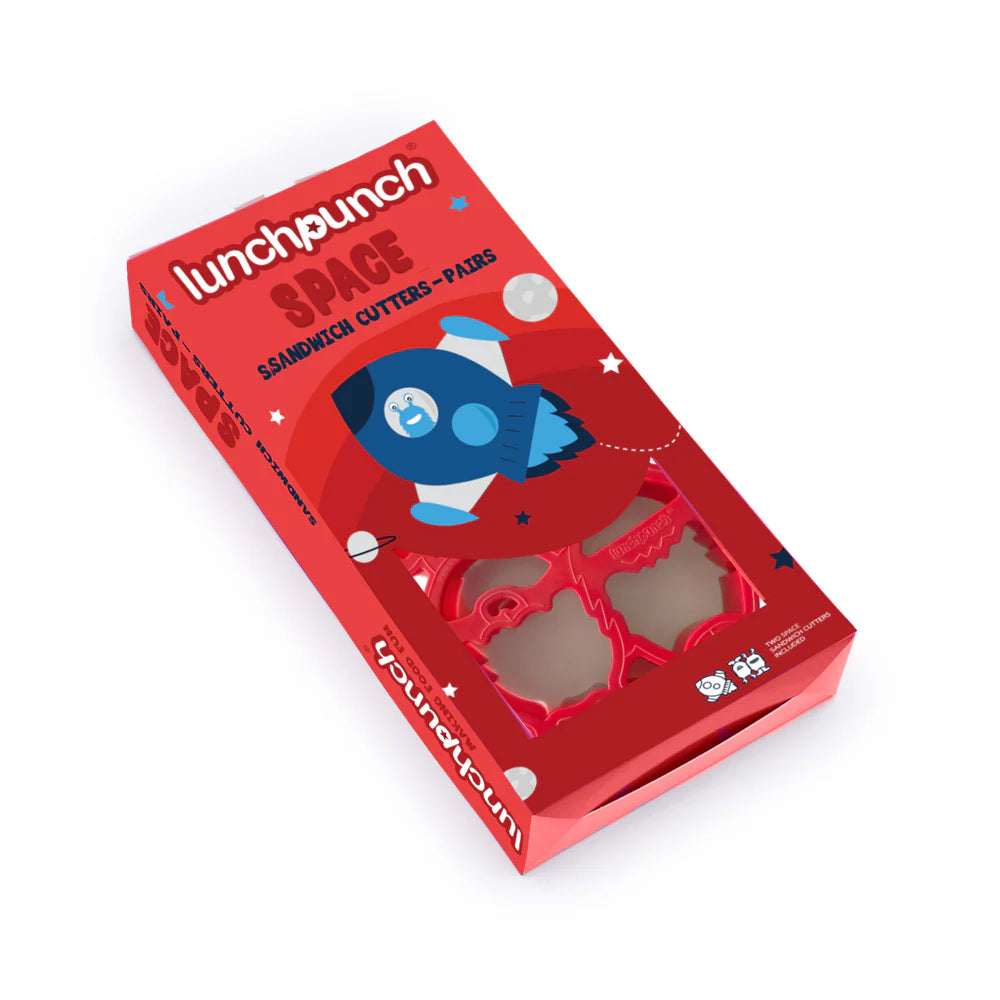 Lunch Punch Space sandwich cutters set featuring rocket and alien shapes