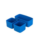 Front view of MontiiCo Bento Cups in Reef blue colour, showing one rectangle and two square cups