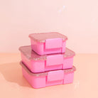 MontiiCo Bento Three lunchbox in Floss Glitter – sparkly pink glitter kids lunchbox with three compartments