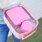 MontiiCo Bento Three lunchbox in Floss – soft blush pink lunchbox for kids with three compartments