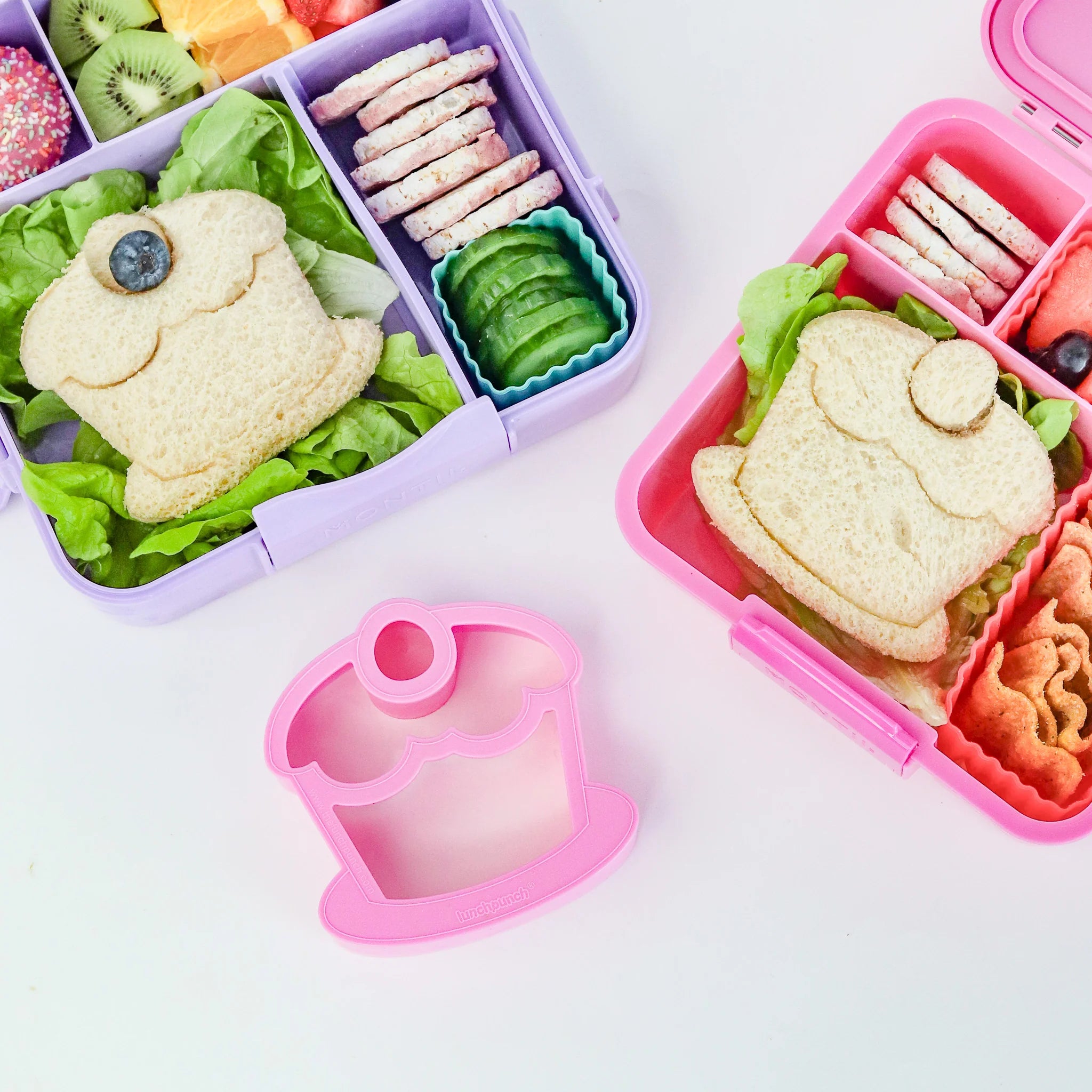 Inside view of MontiiCo Bento Three Floss lunchbox showing three leakproof compartments