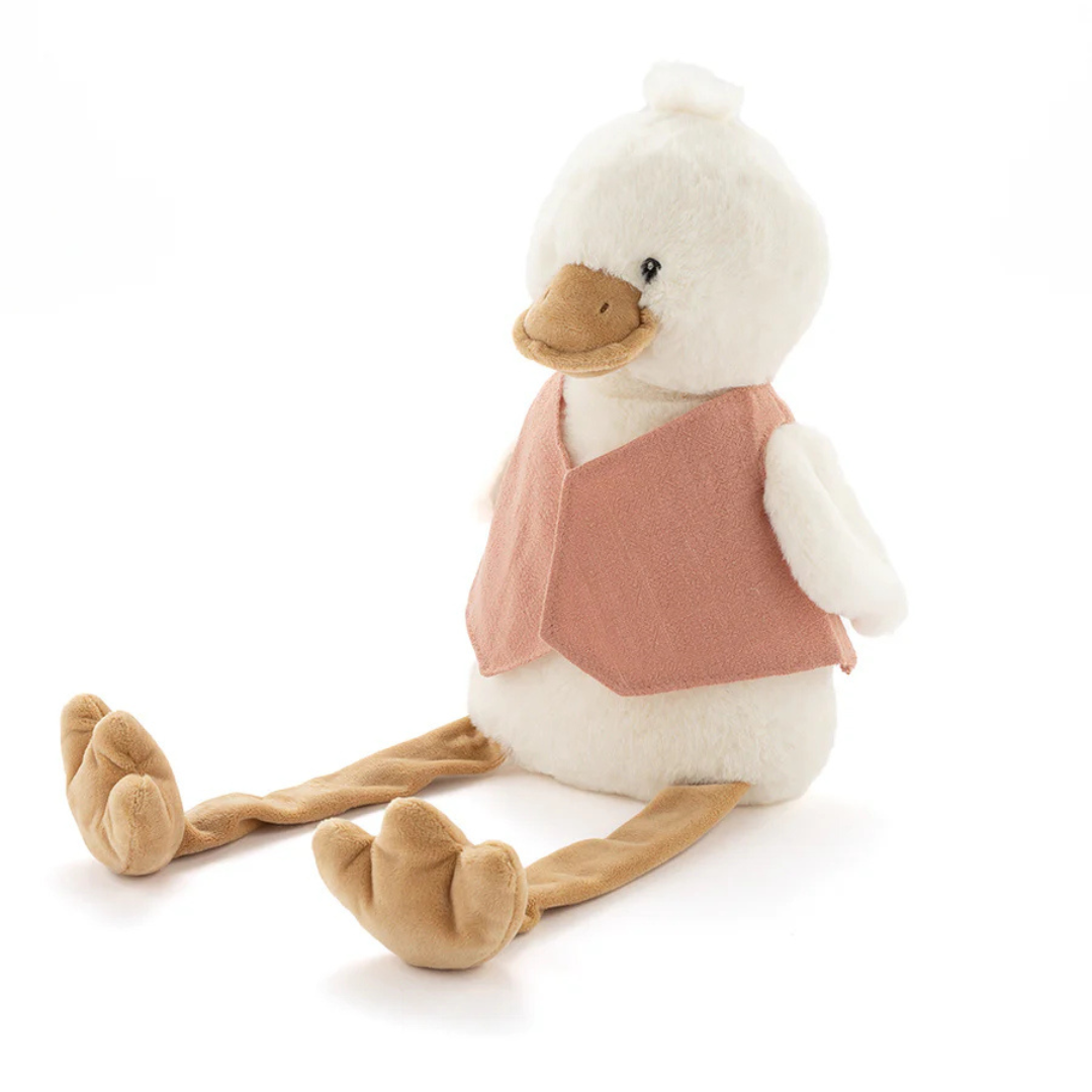 Big Bill the Duck plush toy by Nana Huchy, pink soft toy 50cm with embroidered details