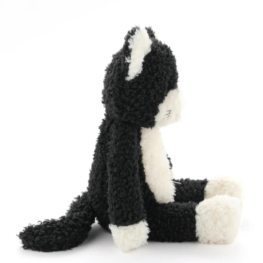 Checkers the Cat plush toy by Nana Huchy, black and white soft toy 30cm with embroidered details