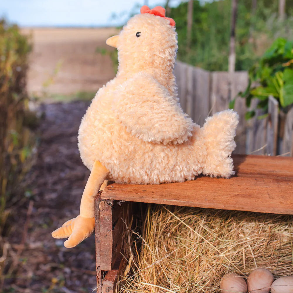 Harriet the Hen plush toy by Nana Huchy, honey-coloured soft toy 25cm with embroidered details
