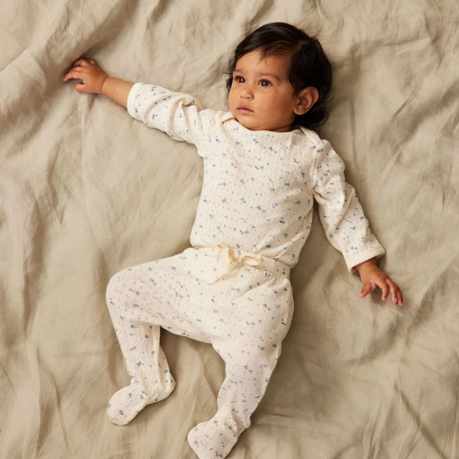 Nature Baby | Pointelle Footed rompers | Daisy | White Fox & Co