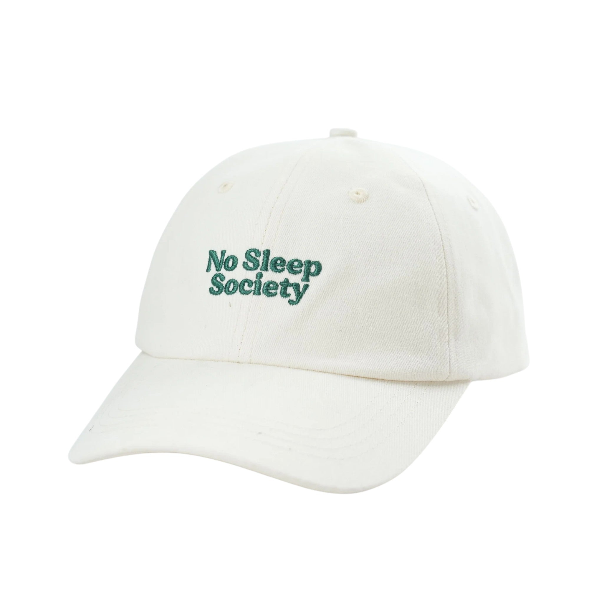 No Sleep Society OG Cap – Cream with Green Embroidery | NZ Stockist White Fox & Co