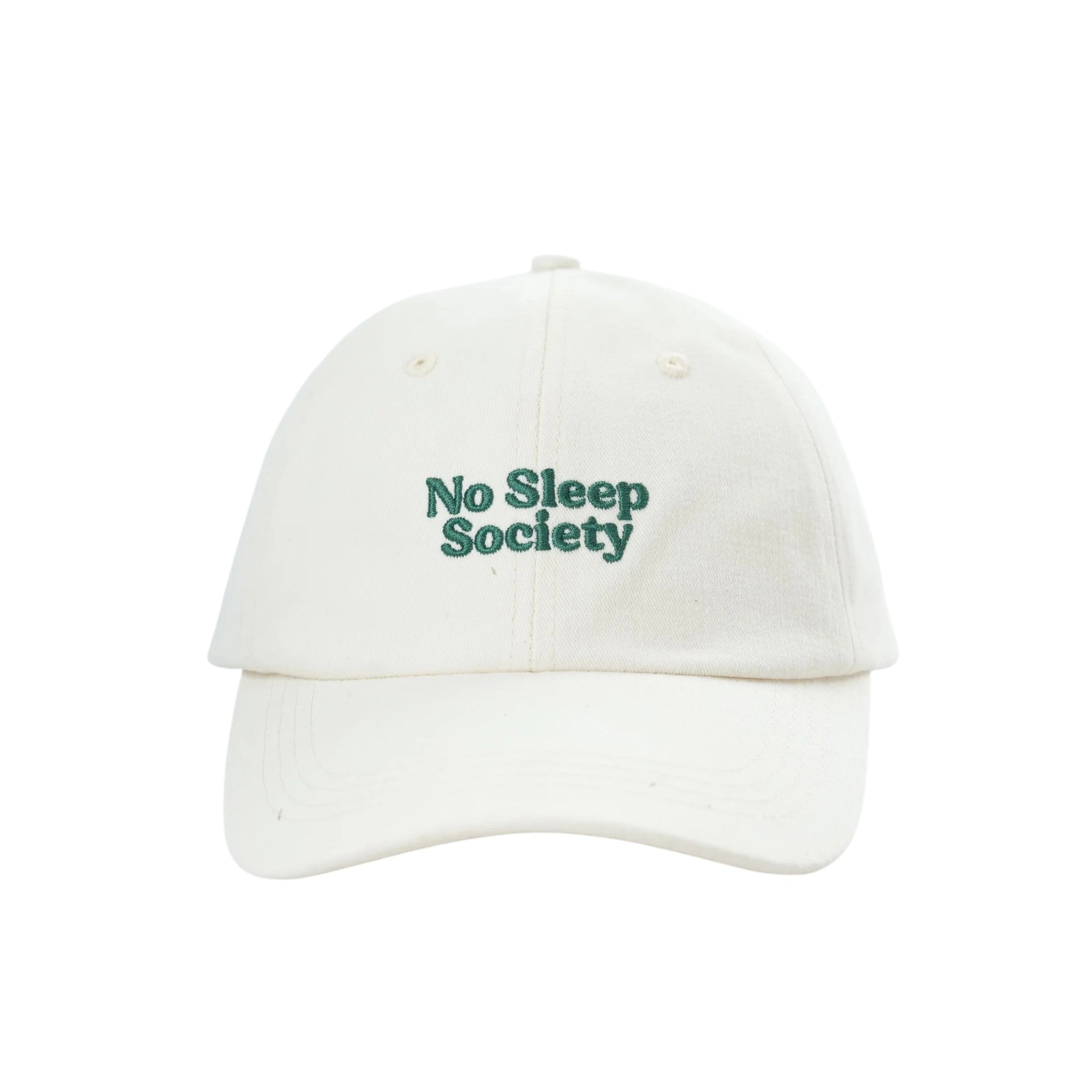 No Sleep Society OG Cap – Cream with Green Embroidery | NZ Stockist White Fox & Co