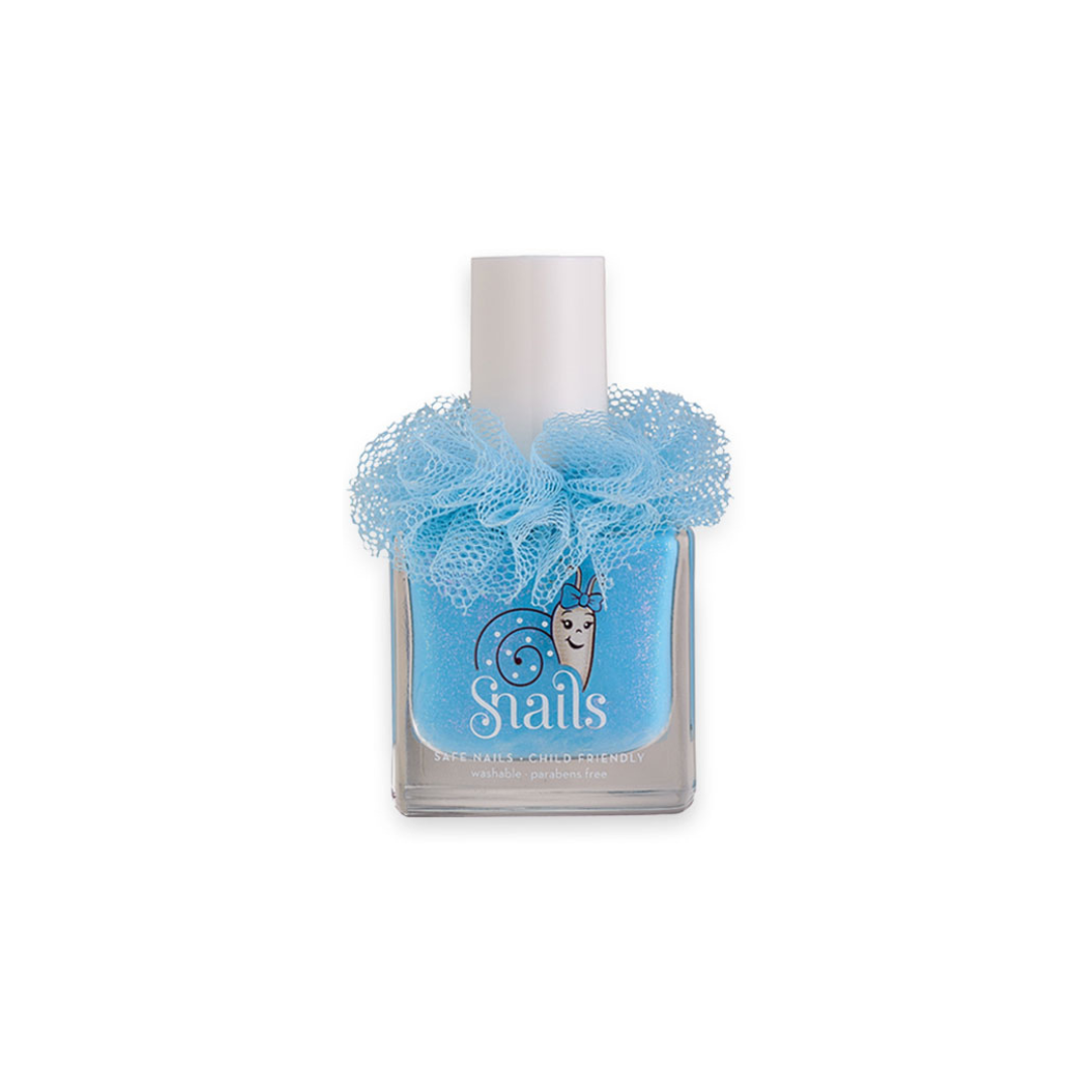 Snails kids nail polish in Baby Cloud Ballerine blue glitter – safe, washable, non-toxic, vegan, 10.5ml – White Fox & Co NZ