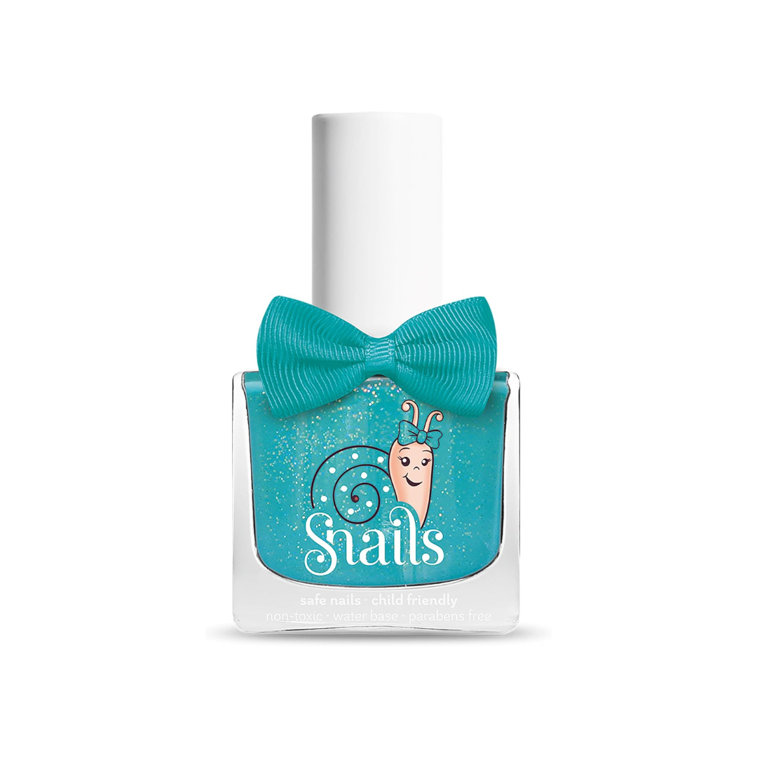 Snails kids nail polish in Splash Lagoon teal glitter – safe, washable, non-toxic, vegan, 10.5ml – White Fox & Co NZ