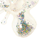 Close up of Sunnylife Cotton Candy Glitter inflatable noodle showing sparkling glitter inside