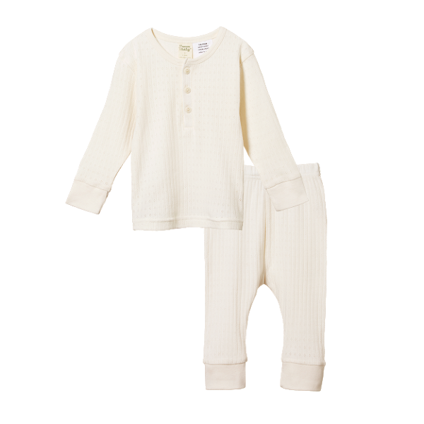 Nature Baby Pointelle Long Sleeve Pyjama Set White Fox Co