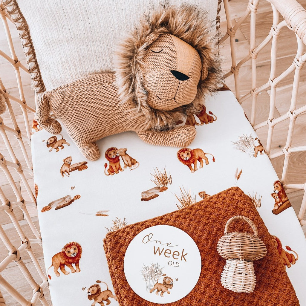 Snuggle Hunny Kids | Lion Fitted Bassinet Sheet | White Fox & Co