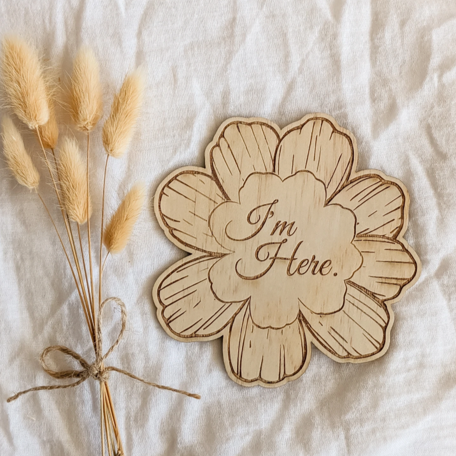 Wattle and Wildflower | I'm Here | Birth Announcement | White Fox & Co