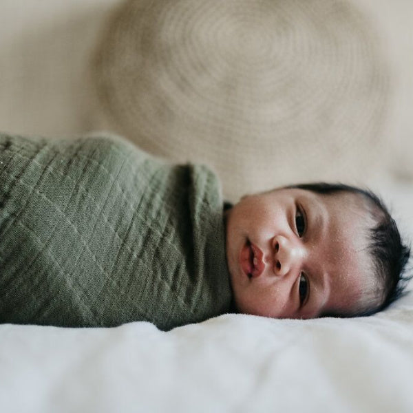 Snuggle Hunny Kids | Baby Swaddle Wrap | Dusty Olive | White Fox & Co