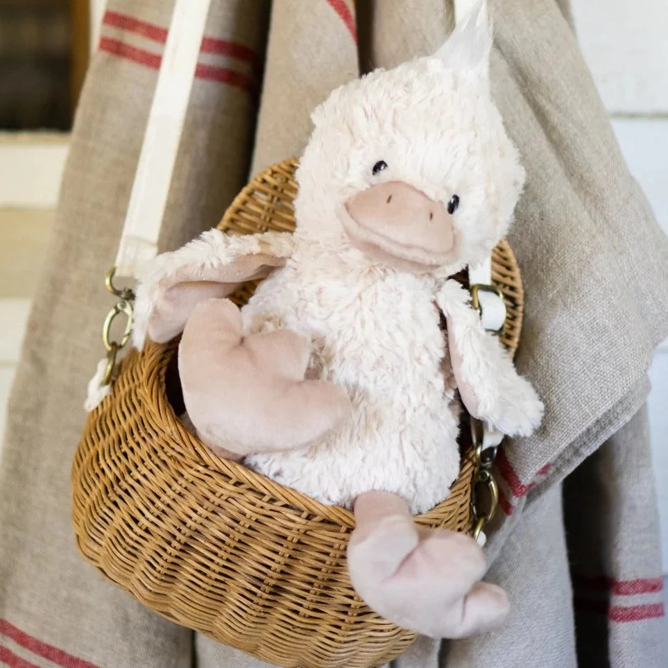 Bill the Duck plush toy by Nana Huchy, 19cm soft toy in cream with gold beak and mohawk
